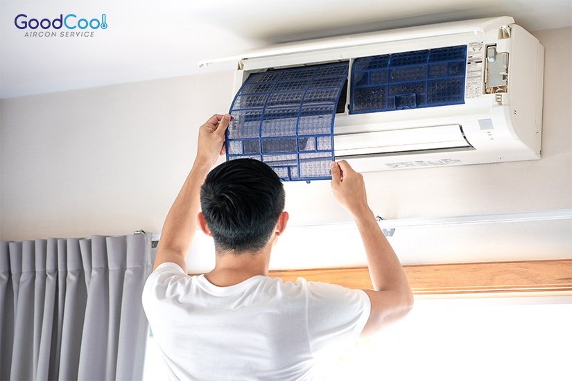 aircon maintenance being conducted to prevent slimy residue