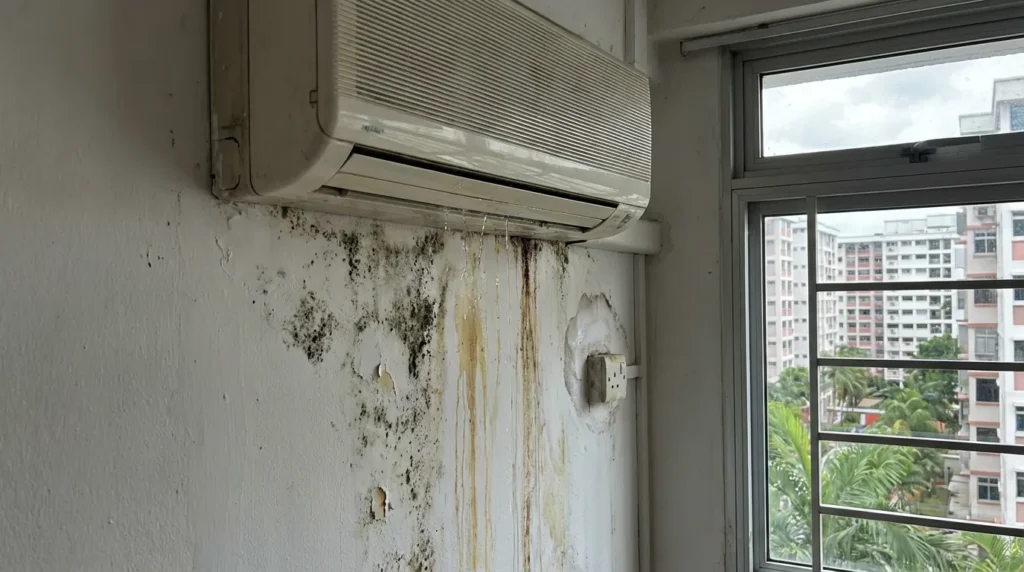 Water damage caused by blocked drainage - requires immediate professional attention.