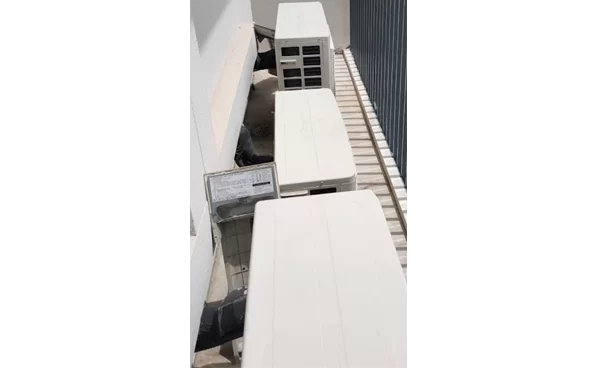 Multiple aircon inverter units installed for cooling
